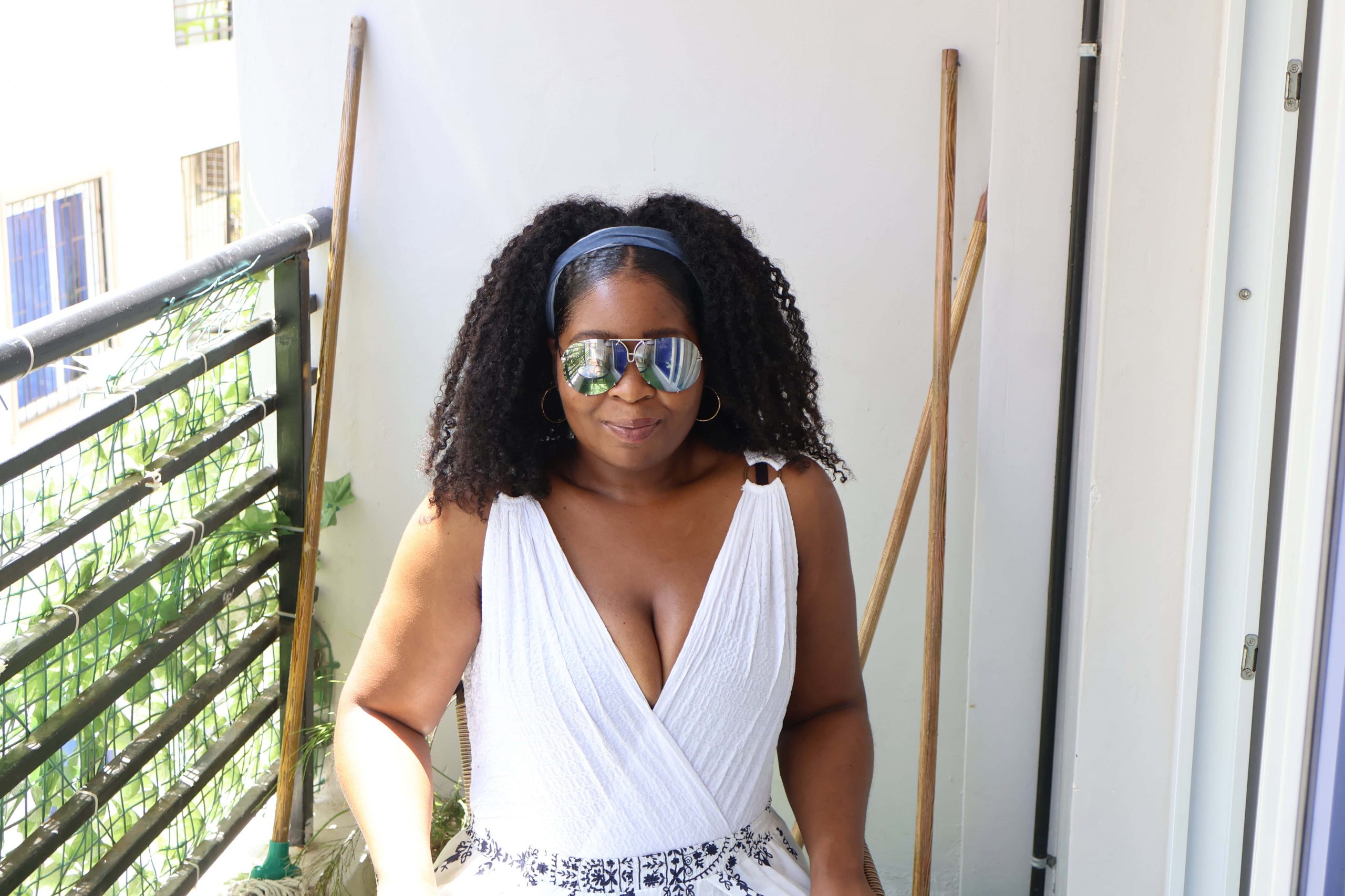 a lady on the balcony